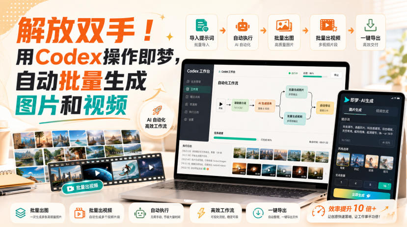 解放双手！用Codex操作即梦，自动批量生成图片和视频-旺仔资源库
