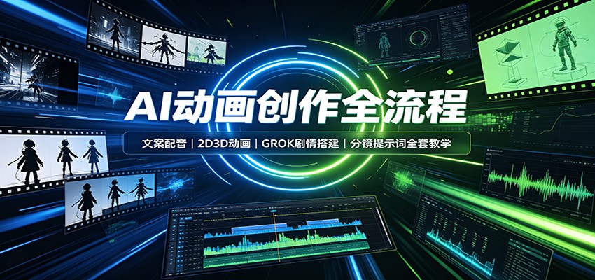 AI动画创作全流程：文案配音，2D3D动画，GROK剧情搭建，分镜提示词全套教学｜焦圣希 18818568866