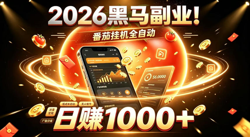 2026黑马副业!番茄挂G全自动日入1000+,操作最简单、门槛最低的线上轻资产项目【揭秘】汇通分享-分享轻创项目-网络创业-项目实操-兼职-网赚-副业-抖音-快手-小红书-闲鱼-视频号-直播-短视频-中视频-带货-短剧-游戏搬砖-引流等教程课程分享汇通分享