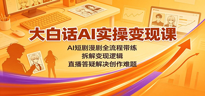 大白话AI实操变现课：AI短剧漫剧全流程带练，拆解变现逻辑，直播答疑解决创作难题-旺仔资源库
