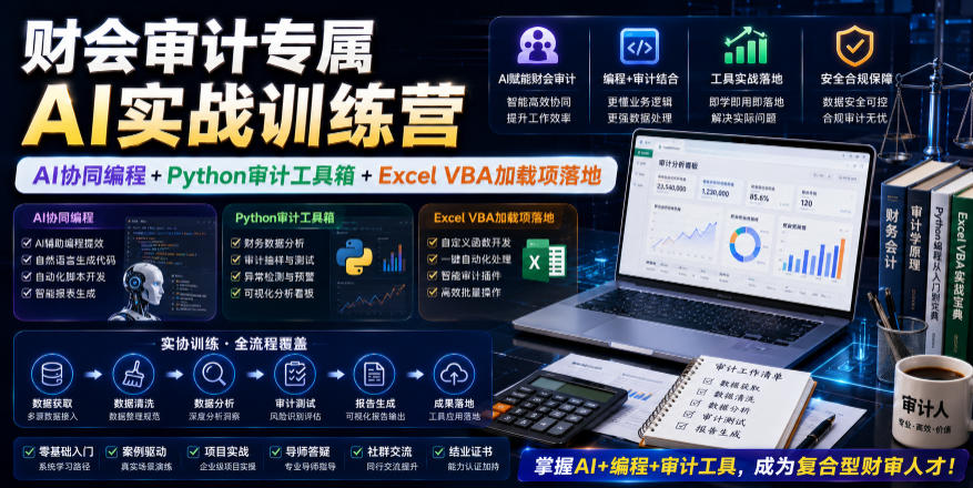 财会审计专属AI实战训练营|AI协同编程+Python审计工具箱+Excel VBA加载项落地(更新0816)-旺仔资源库