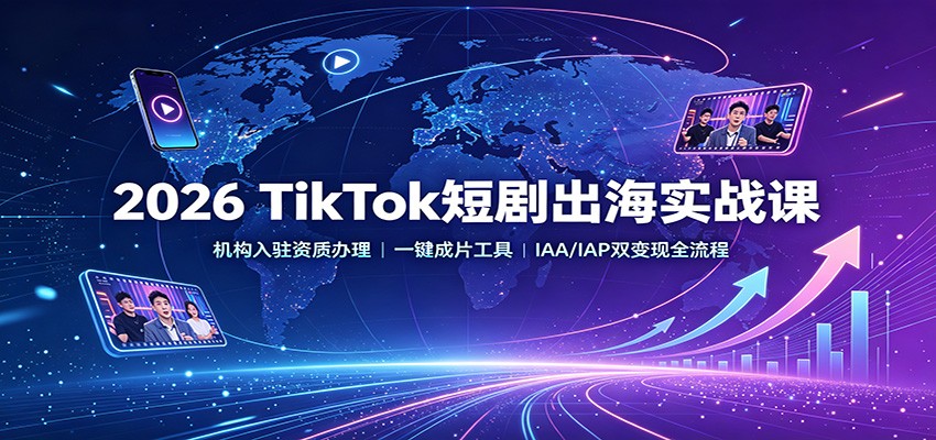 2026 TikTok短剧出海实战课：机构入驻资质办理，一键成片工具，IAA/IAP双变现全流程-我爱发帖