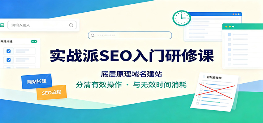 实战派SEO入门研修课:底层原理域名建站,分清有效操作与无效时间消耗-旺仔资源库