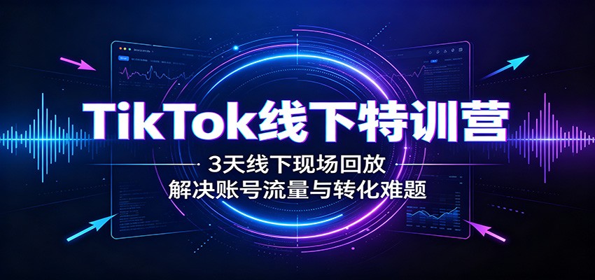 TikTok线下特训营:3天线下现场回放,解决账号流量与转化难题-旺仔资源库