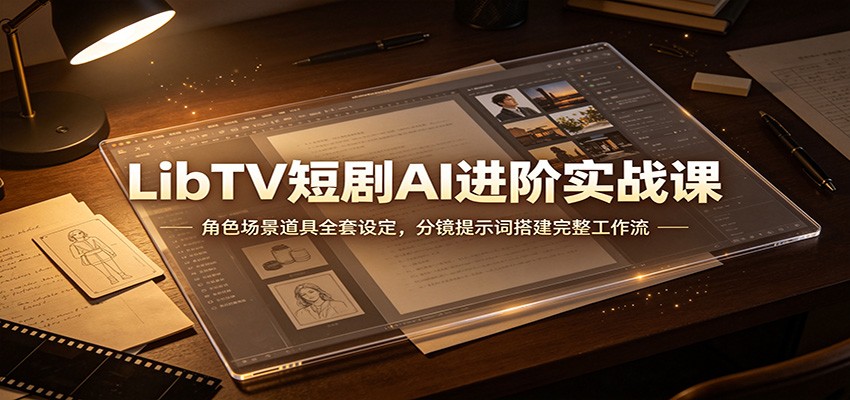 LibTV短剧AI进阶实战课:角色场景道具全套设定,分镜提示词搭建完整工作流-旺仔资源库