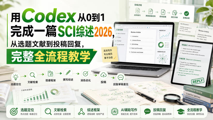 用Codex从0到1完成一篇SCI综述2026,从选题文献到投稿回复,完整全流程教学-我爱发帖
