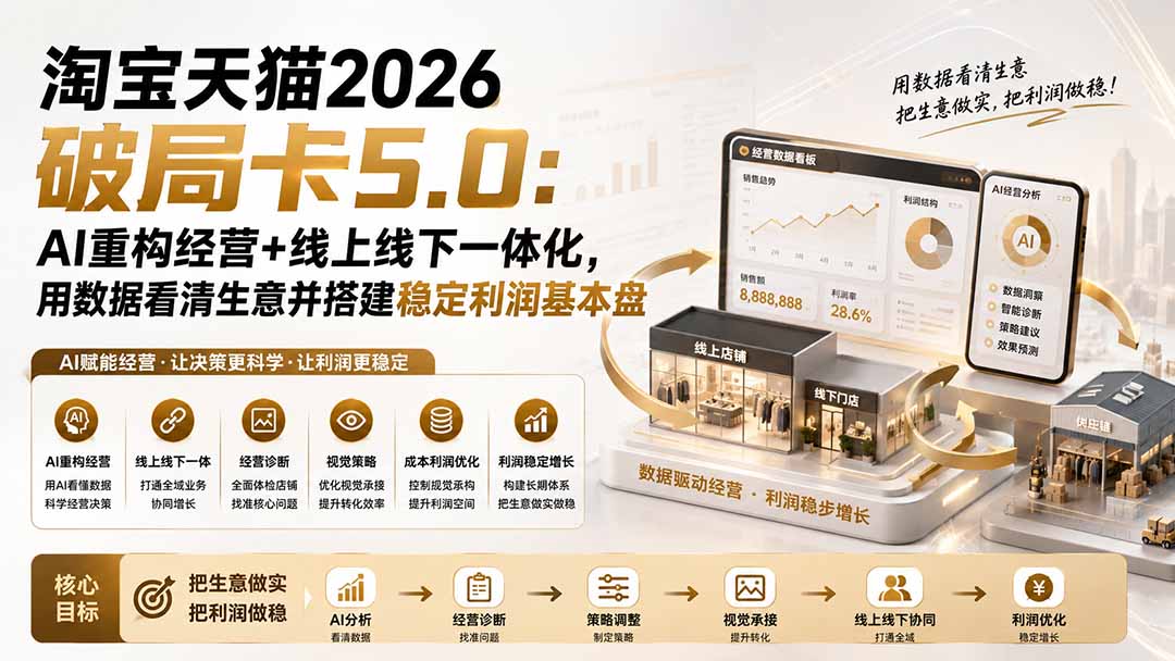 淘宝天猫2026破局卡5.0：AI重构经营+线上线下一体化，用数据看清生意并搭建稳定利润基本盘-旺仔资源库