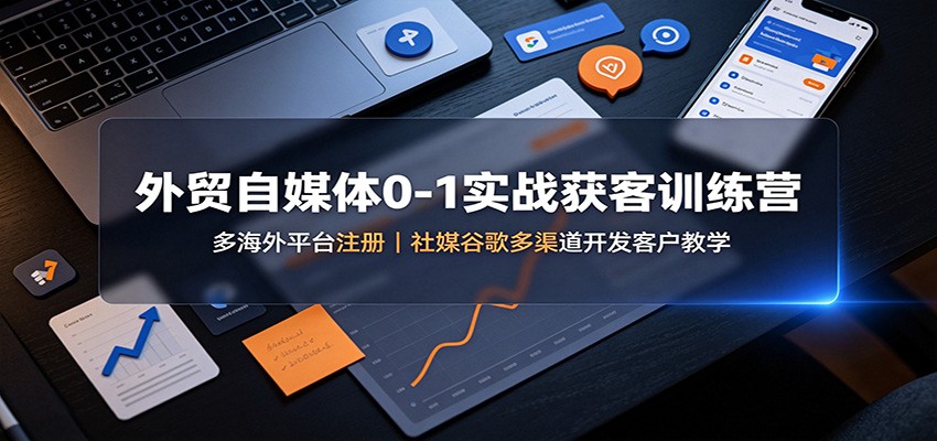 外贸自媒体0-1实战获客训练营：多海外平台注册，社媒谷歌多渠道开发客户教学-我爱发帖