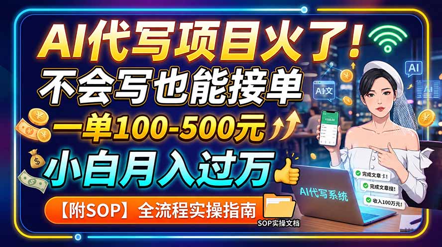 AI代写项目火了！不会写也能接单，一单100-500元，小白月入过万【附SOP】-旺仔资源库
