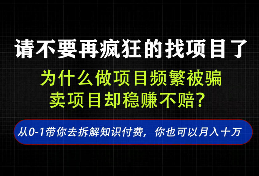 找项目？别傻了！卖项目才是真的一本万利！看完你全都懂了【揭秘】-轻创星球网