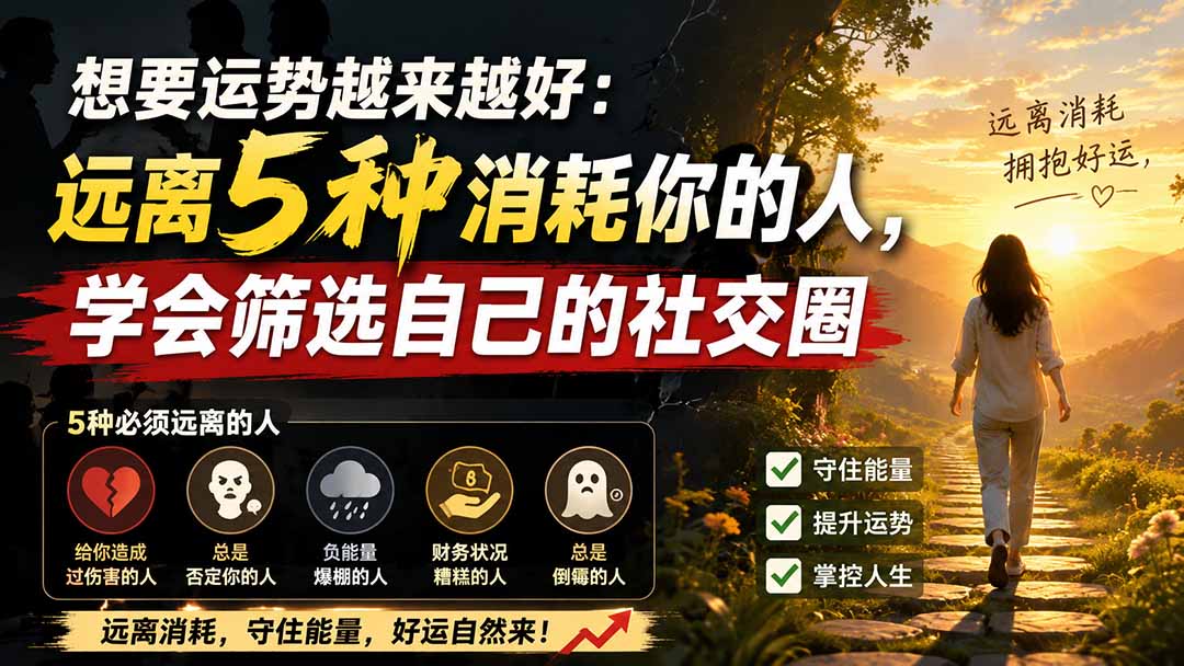 付费文章:想要运势越来越好:远离5种消耗你的人,学会筛选自己的社交圈-旺仔资源库