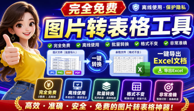图片表格识别提取工具，支持一键从图片中智能提取表格并导出Excel文件，可离线免网运行，FastTableOCR-旺仔资源库