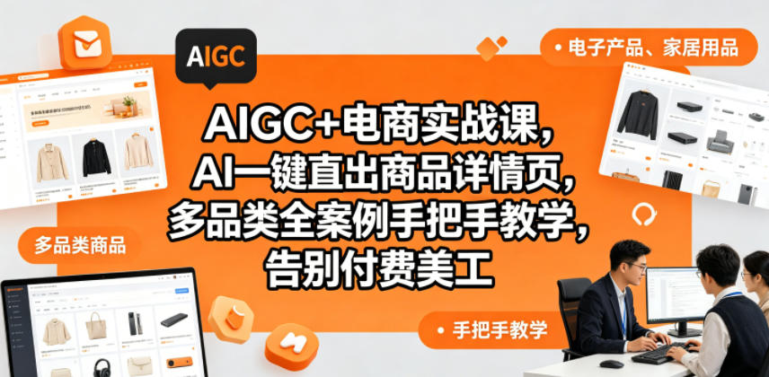 AIGC+电商实战课，AI一键直出商品详情页，多品类全案例手把手教学，告别付费美工(更新0820)-我爱发帖