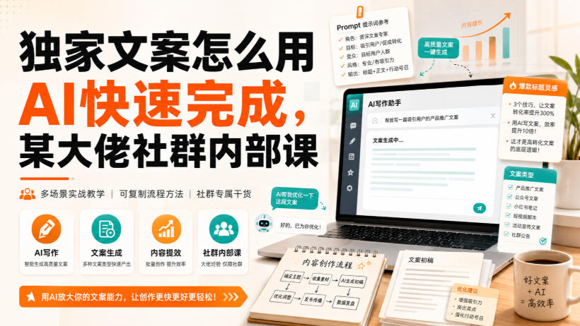 独家文案怎么用AI快速完成，某大佬社群内部课｜焦圣希 18818568866