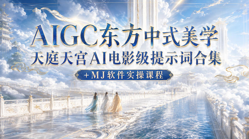 AIGC东方中式美学天庭天宫AI电影级提示词合集+MJ软件实操课程-旺仔资源库