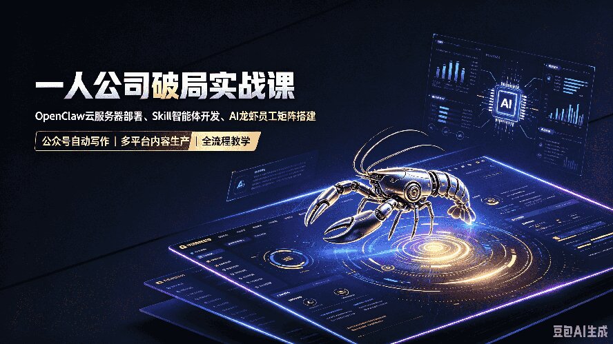 一人公司破局实战课|OpenClaw云服务器部署、Skill智能体开发、AI龙虾员工矩阵搭建,公众号自动写作与多平台内容…-旺仔资源库