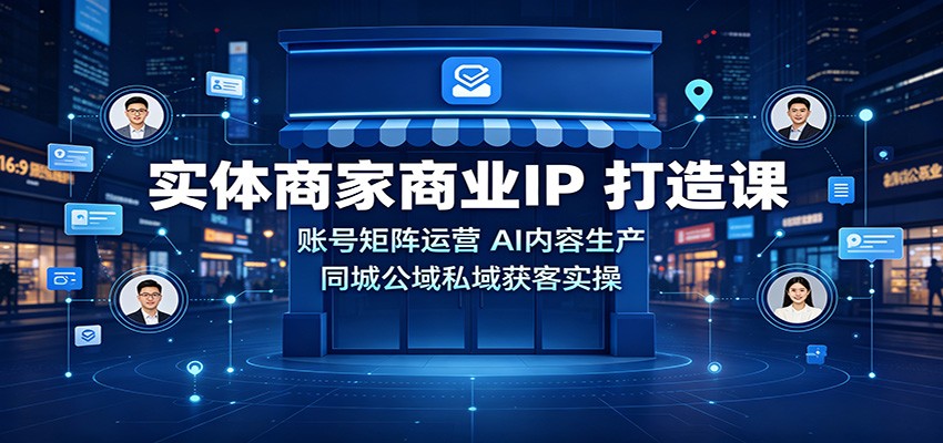 实体商家商业IP打造课：账号矩阵运营，AI内容生产，同城公域私域获客实操-旺仔资源库