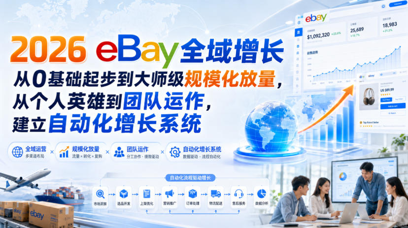 2026 eBay全域增长，从0基础起步到大师级规模化放量，从个人英雄到团队运作，建立自动化增长系统-我爱发帖