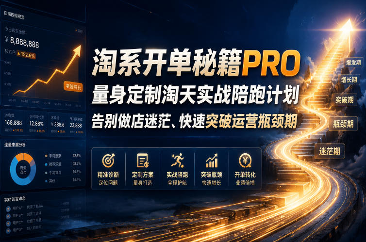 淘系开单秘籍PRO，量身定制淘天实战陪跑计划，告别做店迷茫、快速突破运营瓶颈期(更新260823)-我爱发帖