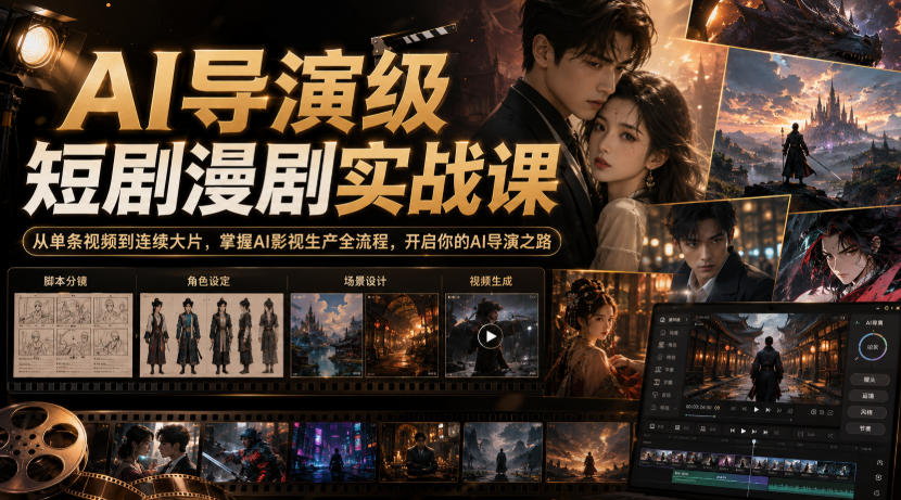 AI导演级短剧漫剧实战课，从单条视频到连续大片，掌握AI影视生产全流程，开启你的AI导演之路!-我爱发帖