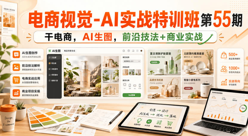 电商视觉-AI实战特训班第55期，干电商，AI生图，前沿技法+商业实战-我爱发帖