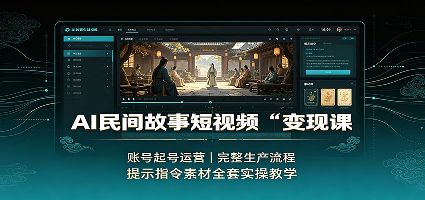 AI民间故事短视频变现课：账号起号运营，完整生产流程，提示指令素材全套实操教学-我爱发帖