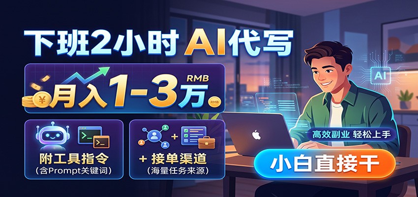 下班2小时AI代写，月入1-3万，附工具指令+接单渠道，小白直接干｜焦圣希 18818568866