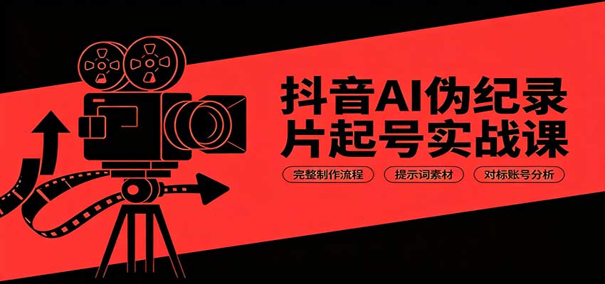 抖音AI伪纪录片起号实战课：完整制作流程，提示词素材，对标账号分析-旺仔资源库