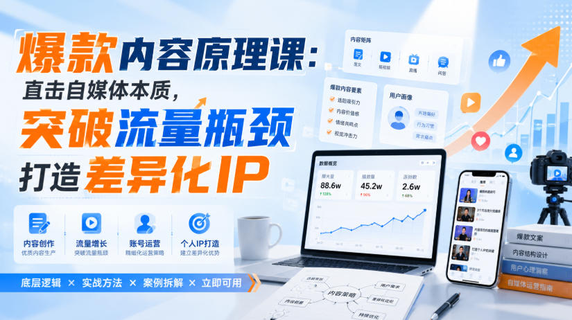 爆款内容原理课：直击自媒体本质，突破流量瓶颈打造差异化IP｜焦圣希 18818568866