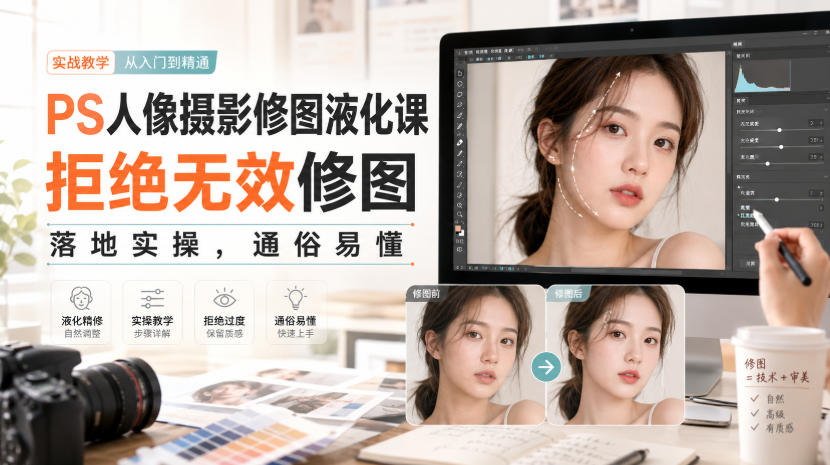 PS人像摄影修图液化课,拒绝无效修图,落地实操,通俗易懂-摇钱树