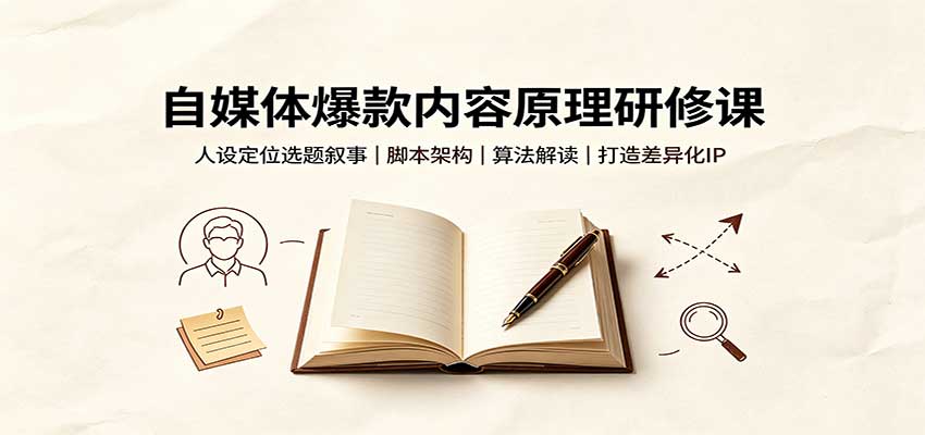 自媒体爆款内容原理研修课:人设定位选题叙事,脚本架构,算法解读打造差异化IP-旺仔资源库