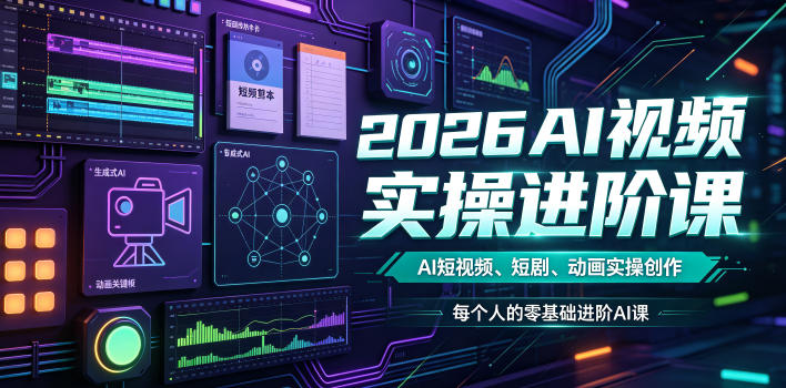 2026AI视频实操进阶课，AI短视频、短剧、动画实操创作，每个人的零基础进阶ai课(更新0825)｜焦圣希 18818568866