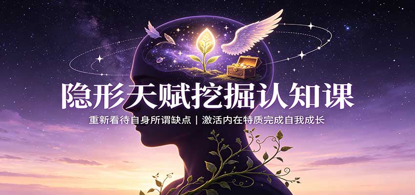 隐形天赋挖掘认知课:重新看待自身所谓缺点,激活内在特质完成自我成长-旺仔资源库