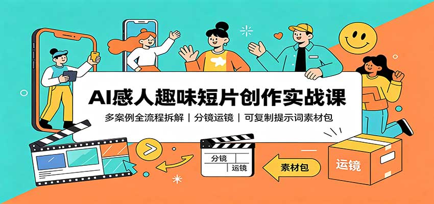 AI感人趣味短片创作实战课：多案例全流程拆解，分镜运镜，可复制提示词素材包-超级会员网