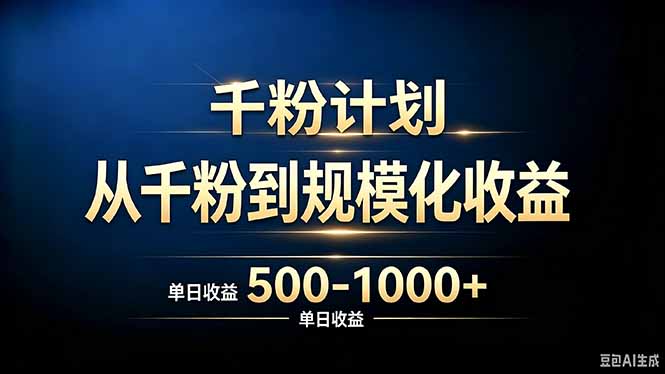 抖音千粉账号计划,从千粉到规模化收益 500-1000+单日收益-旺仔资源库