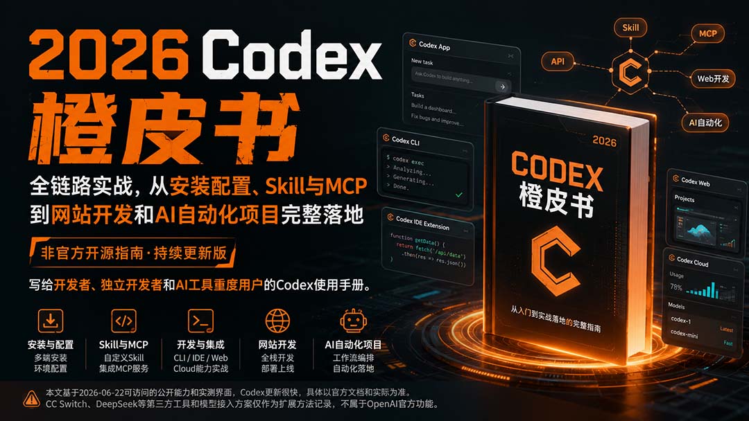 2026Codex橙皮书:全链路实战,从安装配置、Skill与MCP到网站开发和AI自动化项目完整落地-我爱发帖