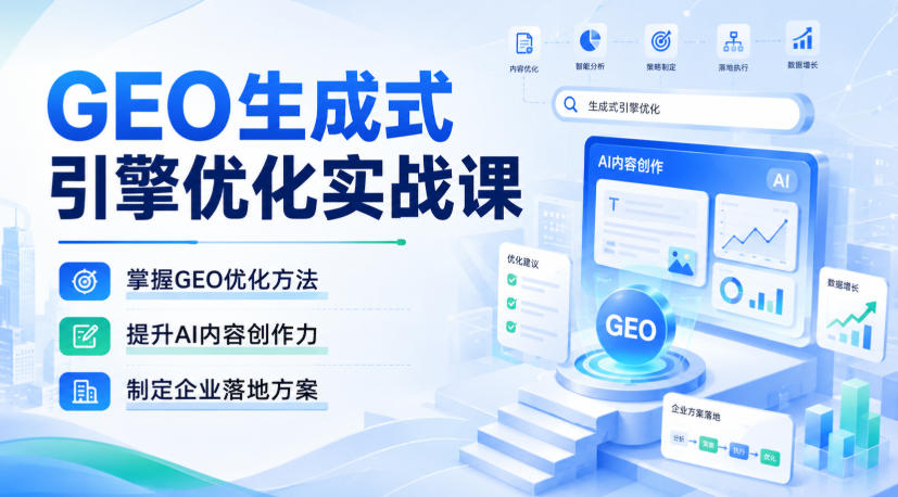 GEO生成式引擎优化实战课,掌握GEO优化方法,提升AI内容创作力,制定企业落地方案-我爱发帖