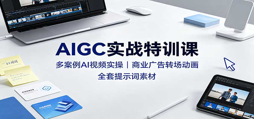 AIGC实战特训课：多案例AI视频实操，商业广告转场动画，全套提示词素材-我爱发帖