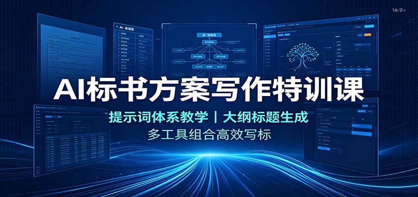 AI标书方案写作特训课：提示词体系教学，大纲标题生成，多工具组合高效写标-旺仔资源库
