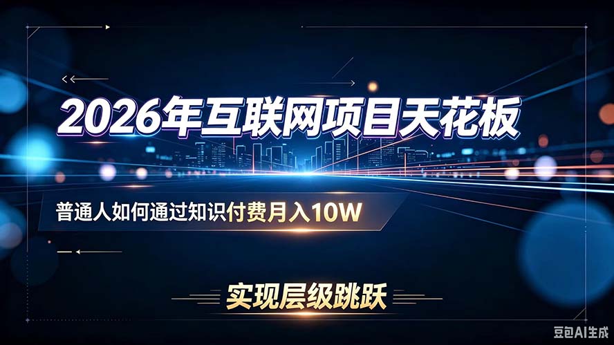 2026年互联网项目天花板：普通人如何通过知识付费月入10W，实现层级跳跃-旺仔资源库