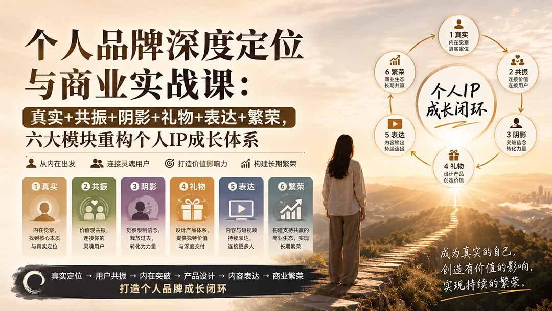 个人品牌深度定位与商业实战课：真实+共振+阴影+礼物+表达+繁荣，六大模块重构个人IP成长体系｜焦圣希 18818568866
