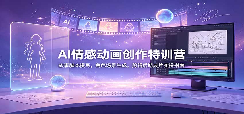 AI情感动画创作特训营:故事脚本撰写,角色场景生成,剪辑后期成片实操指南-旺仔资源库
