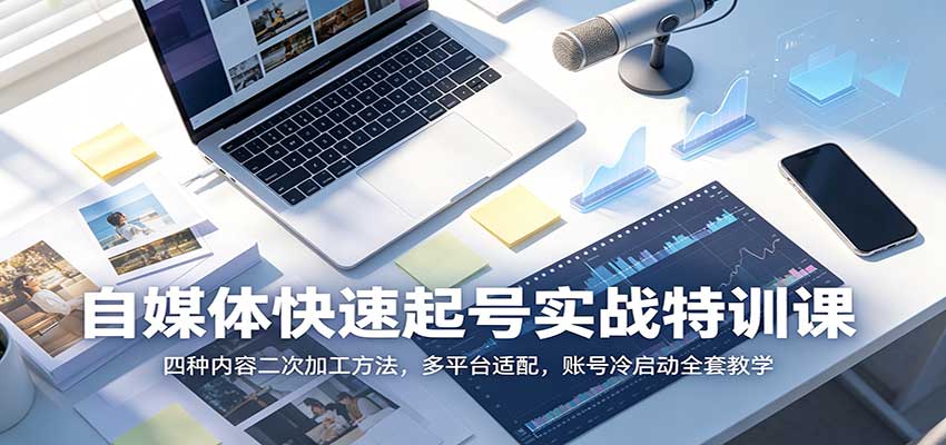 自媒体快速起号实战特训课：四种内容二次加工方法，多平台适配，账号冷启动全套教学-旺仔资源库