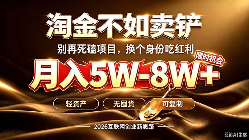 别再傻乎乎埋头跑项目！互联网真正赚钱逻辑：做卖铲人，拒绝当韭菜，逆风翻盘月入5-8W+-我爱发帖
