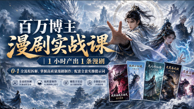 百万博主漫剧实战课｜1小时产出1条漫剧，0‑1全流程拆解，掌握高质量漫剧制作，配套全套实操提示词-我爱发帖