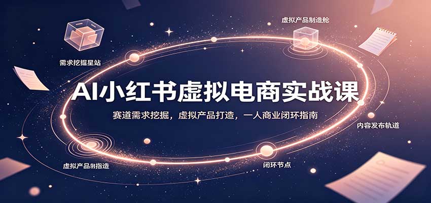 AI小红书虚拟电商实战课:赛道需求挖掘,虚拟产品打造,一人商业闭环指南-旺仔资源库