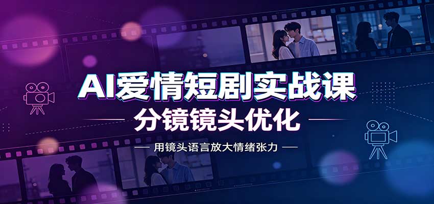 AI爱情短剧实战课:故事剧本创作,分镜镜头优化,智能体提示词-旺仔资源库