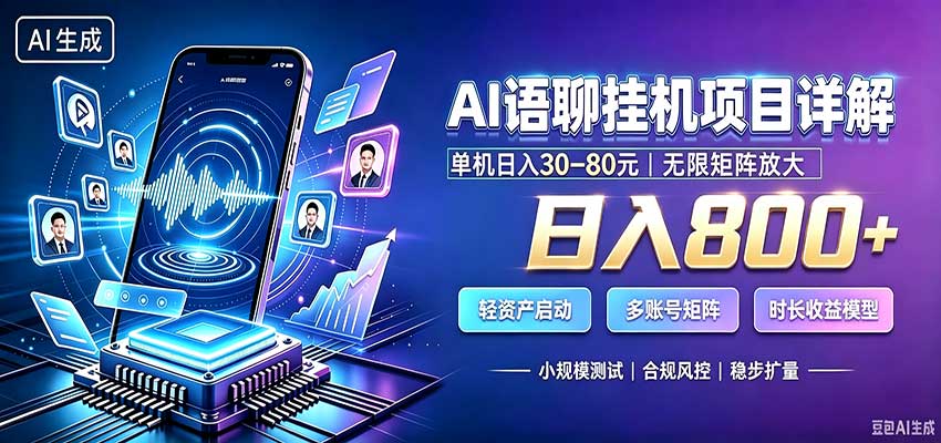 AI语聊挂机，日入800+，适用个人副业，工作室矩阵操作-旺仔资源库