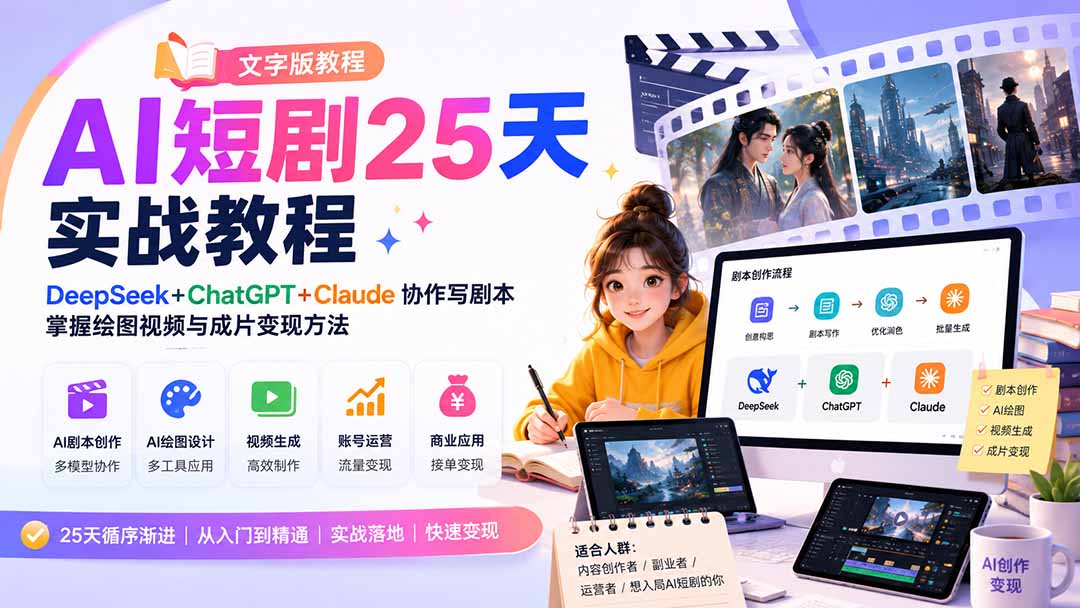 AI短剧25天实战教程(文字版教程-我爱发帖