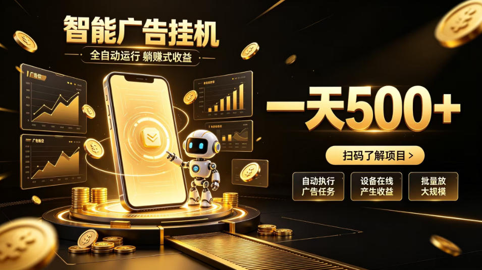 智能广告挂G项目,无需人工值守,全自动躺賺增收,单日收益可达500+【揭秘】-旺仔资源库